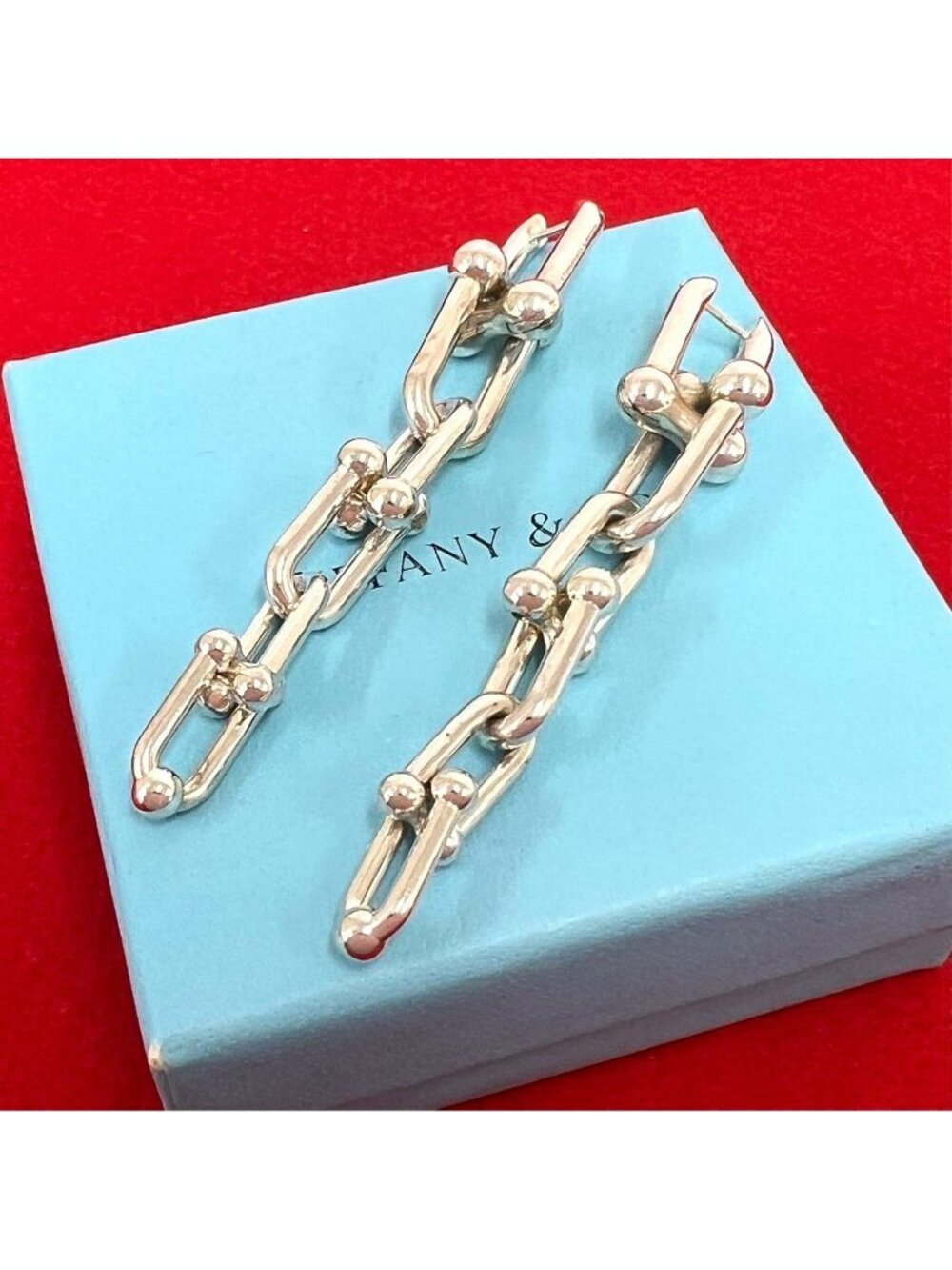 Tiffany & Co HardWear Graduated Link Earrings 925 Sterling Silver
